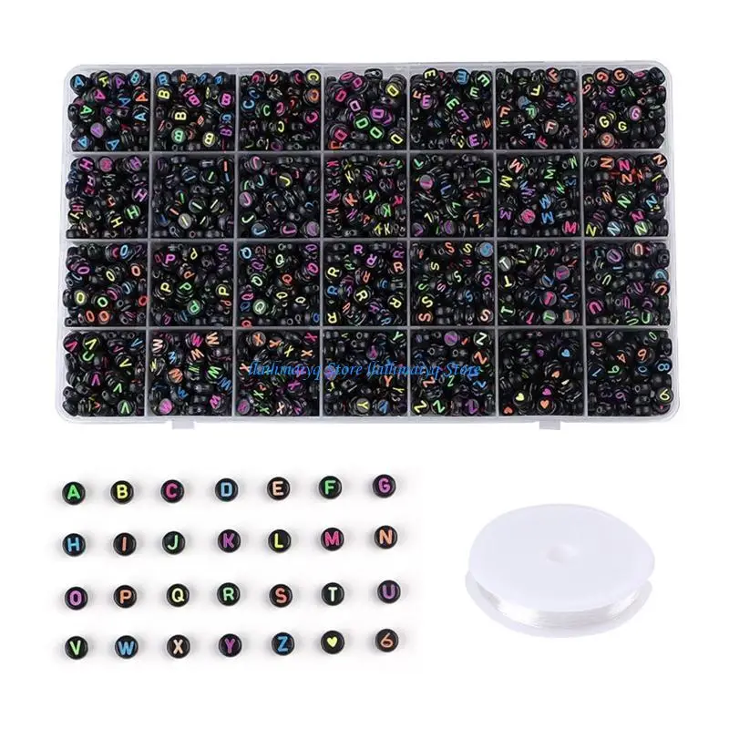 

573B 1400Pieces Jewelry Making Bead for Bracelet Necklace Making White Black