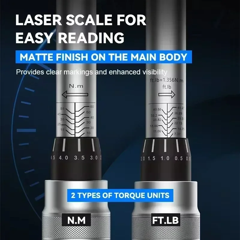 1/4” 3/8” 1/2” Square Drive Torque Wrench 40-220N.m Accuracy 3% Bike Car Repair Hand Tools Spanner 5-60N.m Two-way Ratchet Key