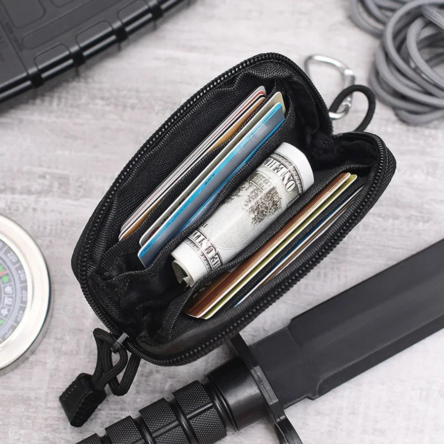 Waterproof Camping EDC Pouch Tactical Key Change Purse Wallet Travel Kit Coin Purse With Card Slots Pack Zippers Waist Bag