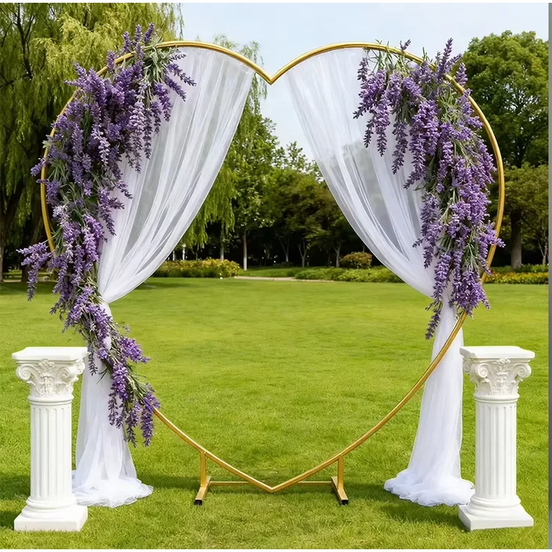 Custom Handmade Silk Heart Flower Arch Romantic Wedding Proposal Backdrop Durable Artificial Floral Decoration for Indoor