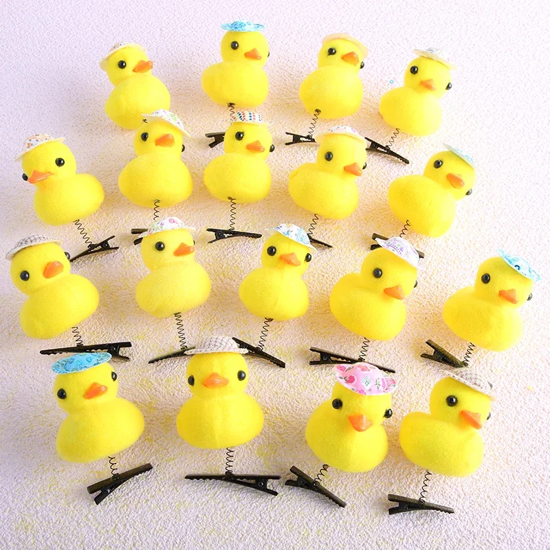 10/20/50/100PCS/lot Little Yellow Duck Hairpin Spring Hair Hooks Girl Accessories 3D Cartoon Duck Headdress