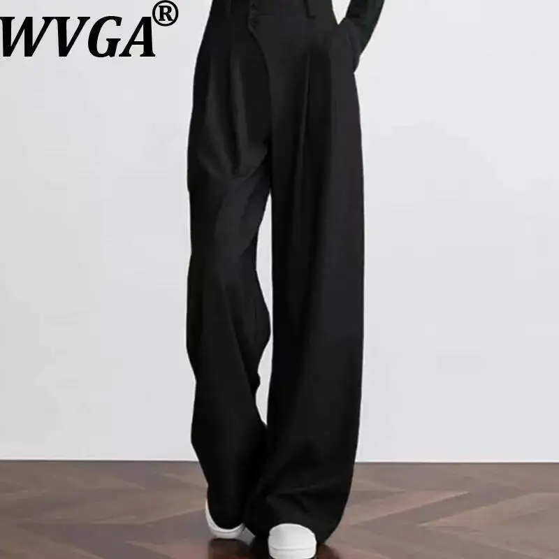 WVGA Spring Autumn New Men's Casual Straight Pants Original Loose-fit Niche Chic Casual Non-iron Solid Color Trousers Ins W24099