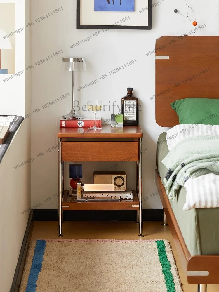 HJ Solid wood bedside table retro bedroom simple locker bedside storage cabinet design locker  para casa e decoração