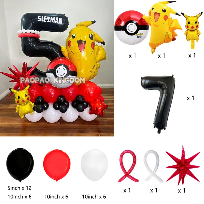Pikachu-Themen Geburtstagsballon-Set Party-Deko Folienballons Latexballons Party-Paket – Detail 7