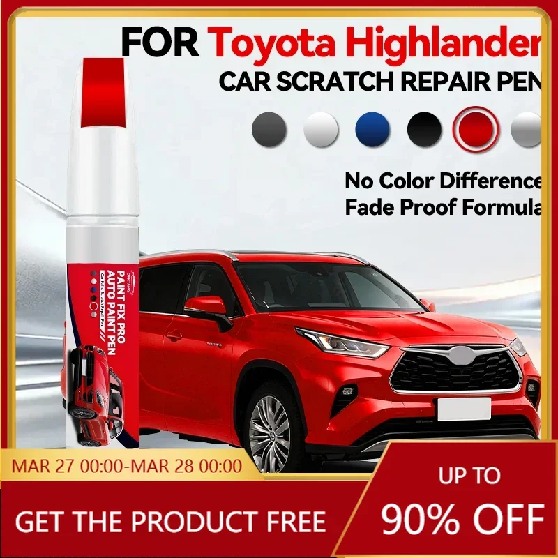 

Ручка-корректор для ремонта лакокрасочного покрытия автомобиля Toyota Highlander, средство для удаления царапин, аксессуары для авто, белый 089, красный 3T0, черный 2