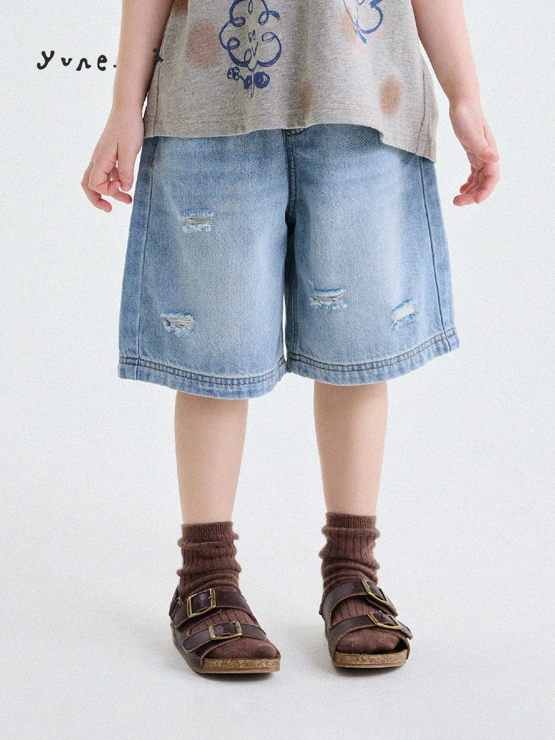 breathable-thin-denim-shorts-for-girls-cute-worn-out-design-versatile-stylish-summer-pants-cotton-polyester-blend-comfortable