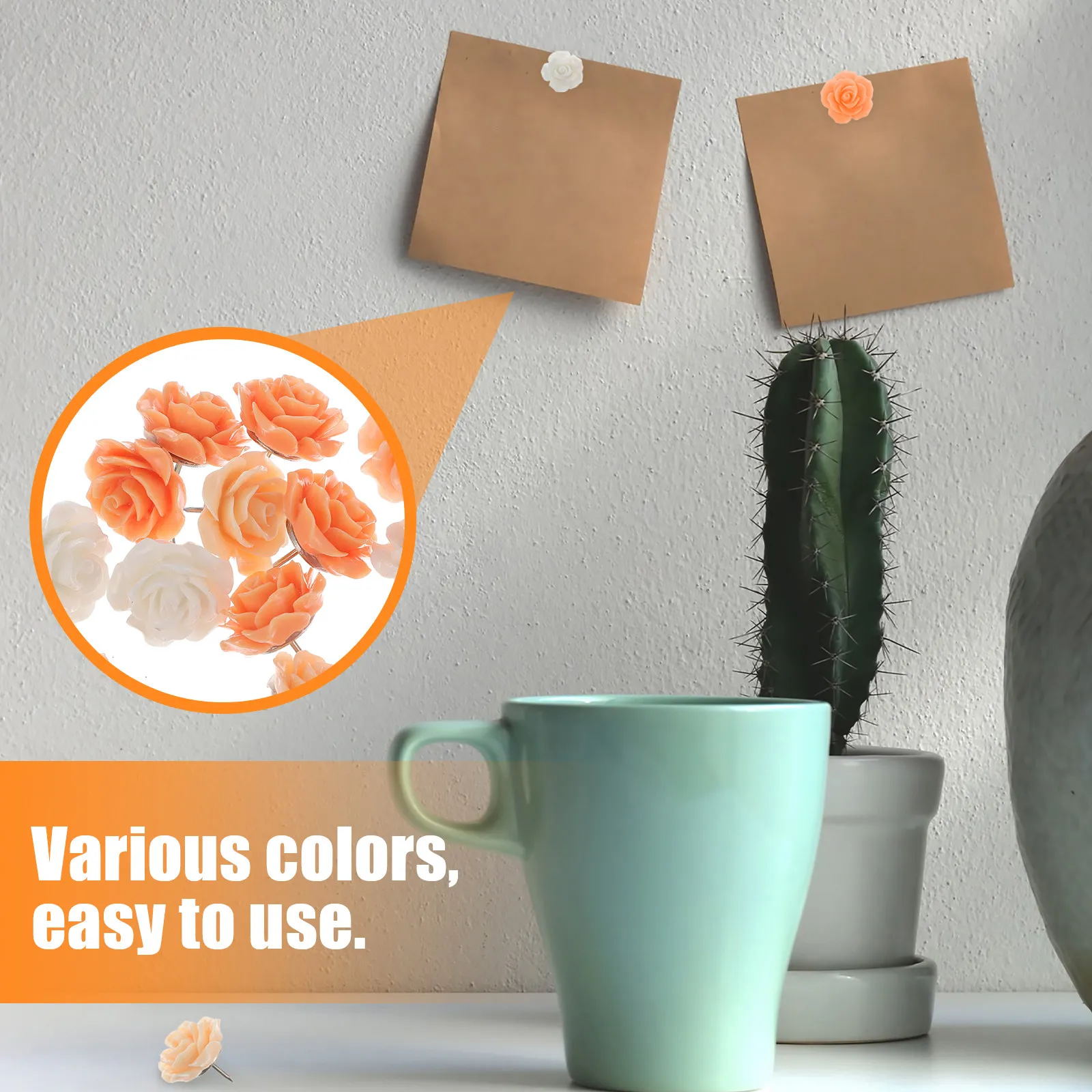 40Pcs Decorative Flower Thumbtacks Eye Catching Patterns Fade Resistant Compact Pushpins for Office School Home Use