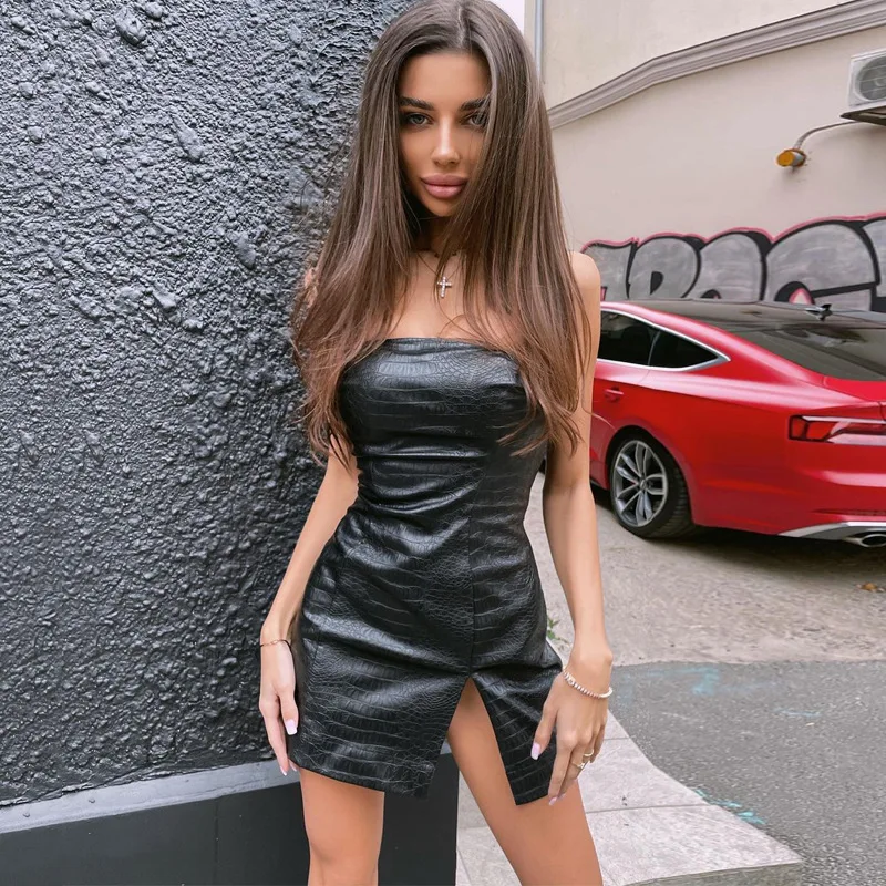 워드 칼라 튜브 탑, 스플릿 레이디 원피스, 유럽 및 미국 경계선, 여름 신상 패션, 2024 