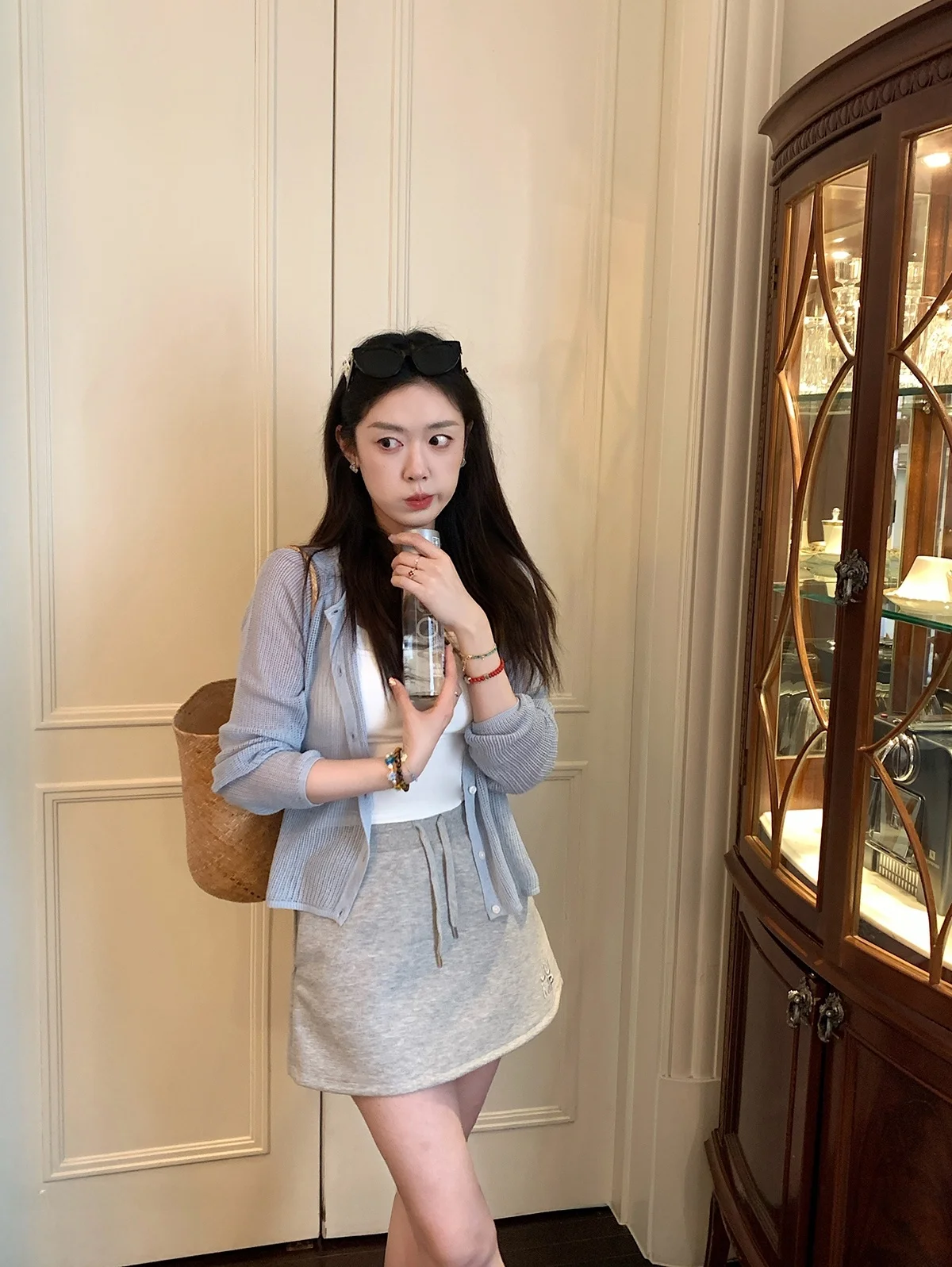 

Женский льняной ажурный кардиган Stberry Jump с круглым вырезом, летний, солнцезащитный, вязаный топ с длинными рукавами для повседневной носки