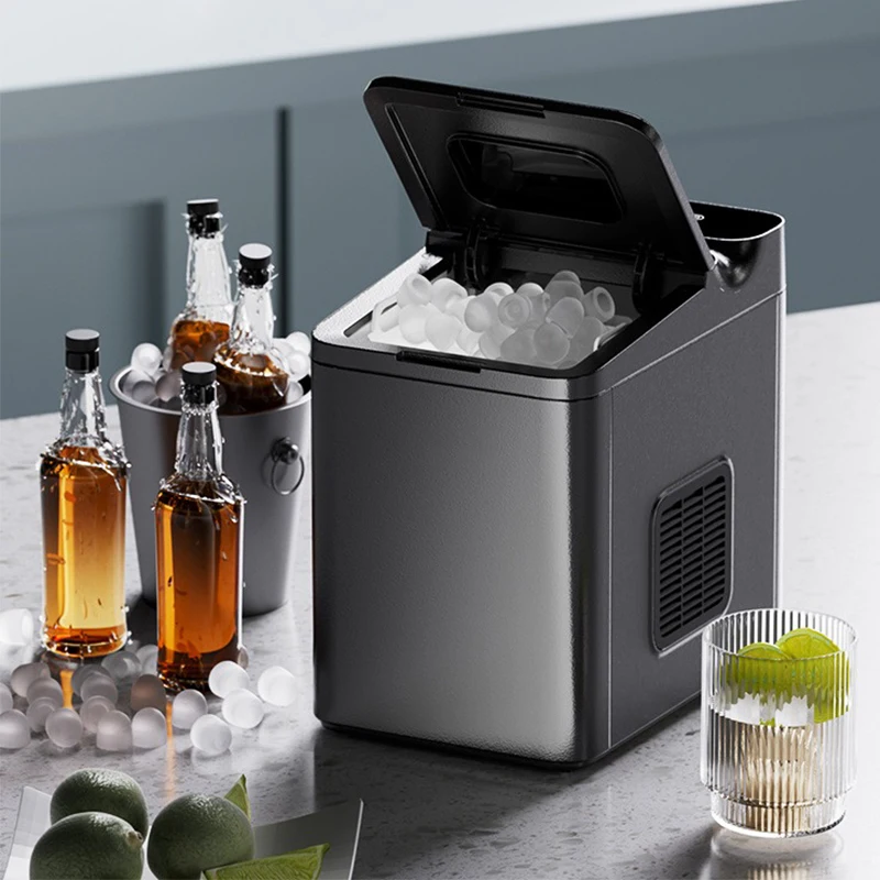 Máquina de hielo eléctrica cilíndrica de bala, 7 minutos de glaseado rápido, 33 lb/24h, hielo en forma de bala, poco ruido para Bar en casa