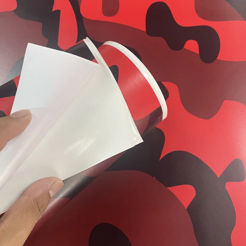 Premium Camouflage Black Red Vinyl Wrap Film Self Adhesive Car Decal Sticker Wrapping with Air Release Bubble Free view 6