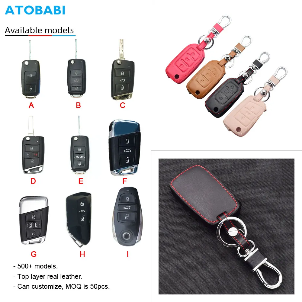 10PCS/Lot Leather Car Key Cover Case For VW Volkswagen Polo Golf 7 8 MK7 MK8 Tiguan Passat Jetta Skoda Octavia A8 SEAT Leon MK4