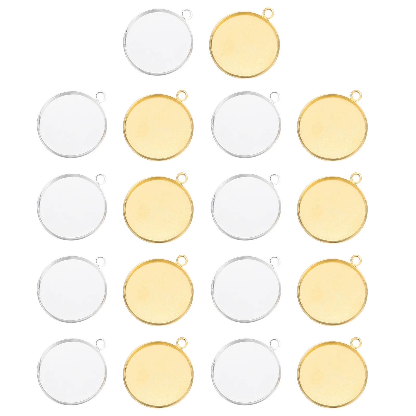 60Pcs Round Bezel Tray Blanks Blank Charm Settings for DIY Jewelry Making Cabochon Photo Resin Pendants Necklace Earring Craft