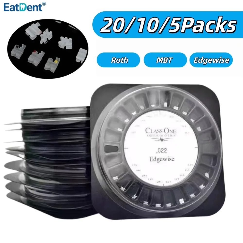 20/10/5Packs Dental Ceramic Braces Orthodontics Bracket Roth MBT  Edgewise 022 Slot Hooks 345/3 Dental Teeth Alignment Material