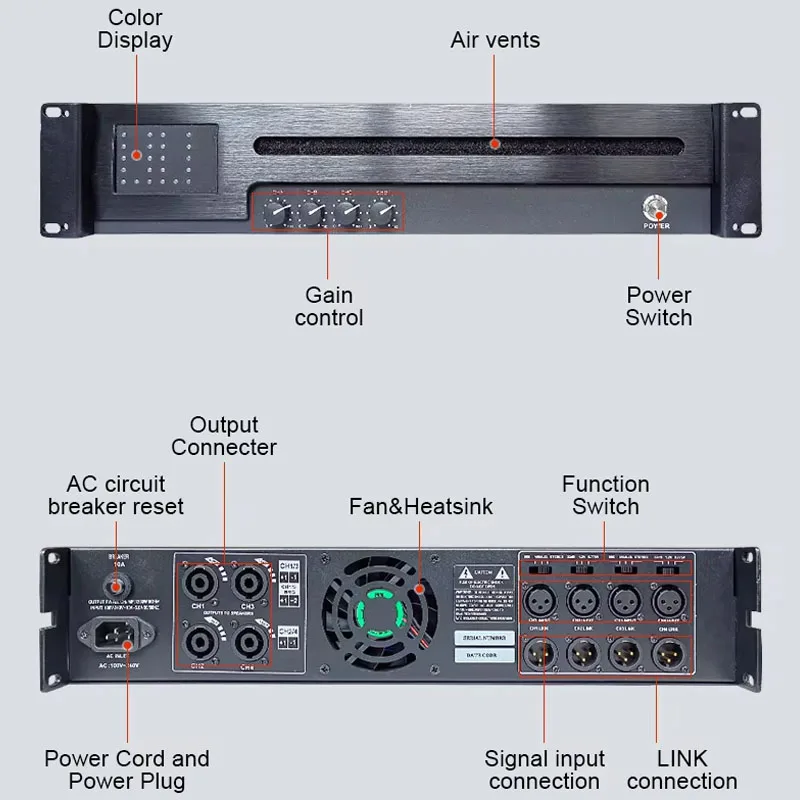 TLF PFA8000MLed السلع الصينية بالجملة قوة الصوت الخضراء 1500W مكبر الصوت المهنية المتكلم