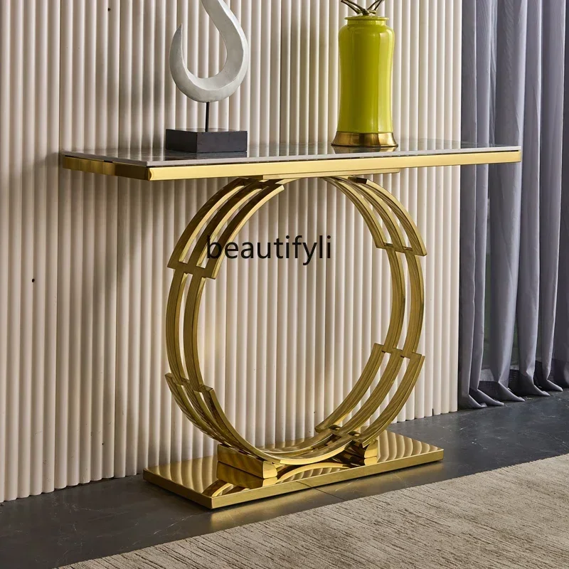N178  Italian light luxury rock slab marble entrance table designer creative luxury stone entrance table9344