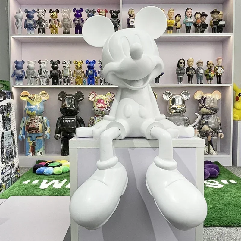 

Large 48cm Disney Mickey Mouse Sitting Pose Figure Anime Cartoon Resin Model Statue Dolls Home Livingroom Decor Xmas Toy Gift