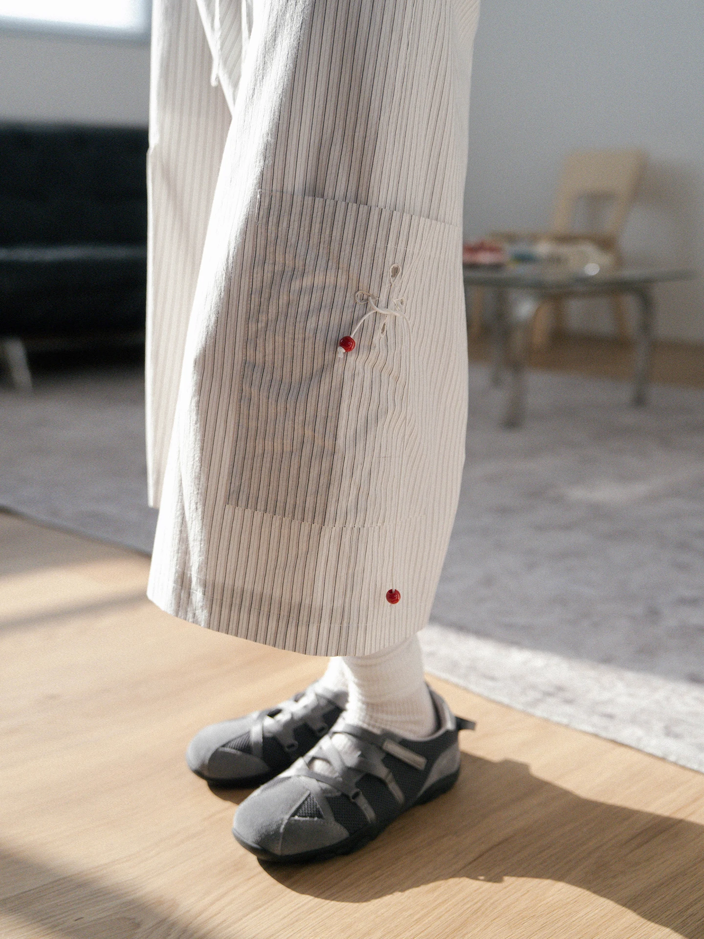 

Дышащие брюки с вертикальными полосками для женщин, летние, прямого кроя, в корейском стиле, повседневные, из хлопка