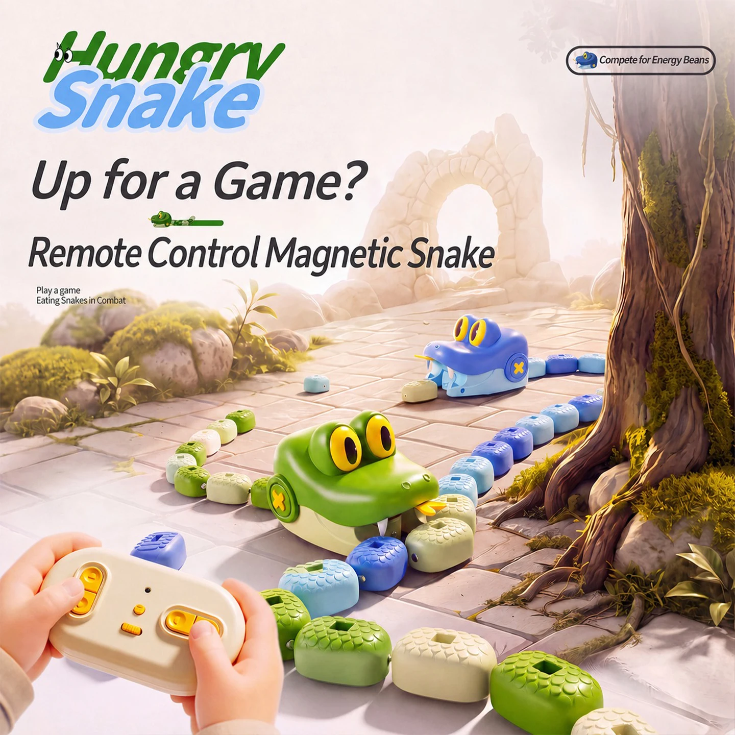 Magnetic Snake Game Toy Eating Itself, Hunger Snake Remote Control Sound Light Party Birthday Gift Kids Interactive Parent-Child