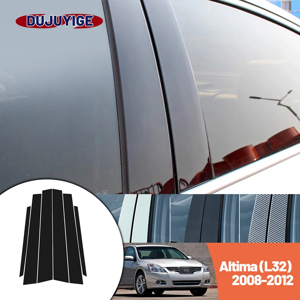 Bright black carbon fiber door and window B C Pillar sticker suitable For Nissan Altima L32 2008-2012 2009 2010 2011