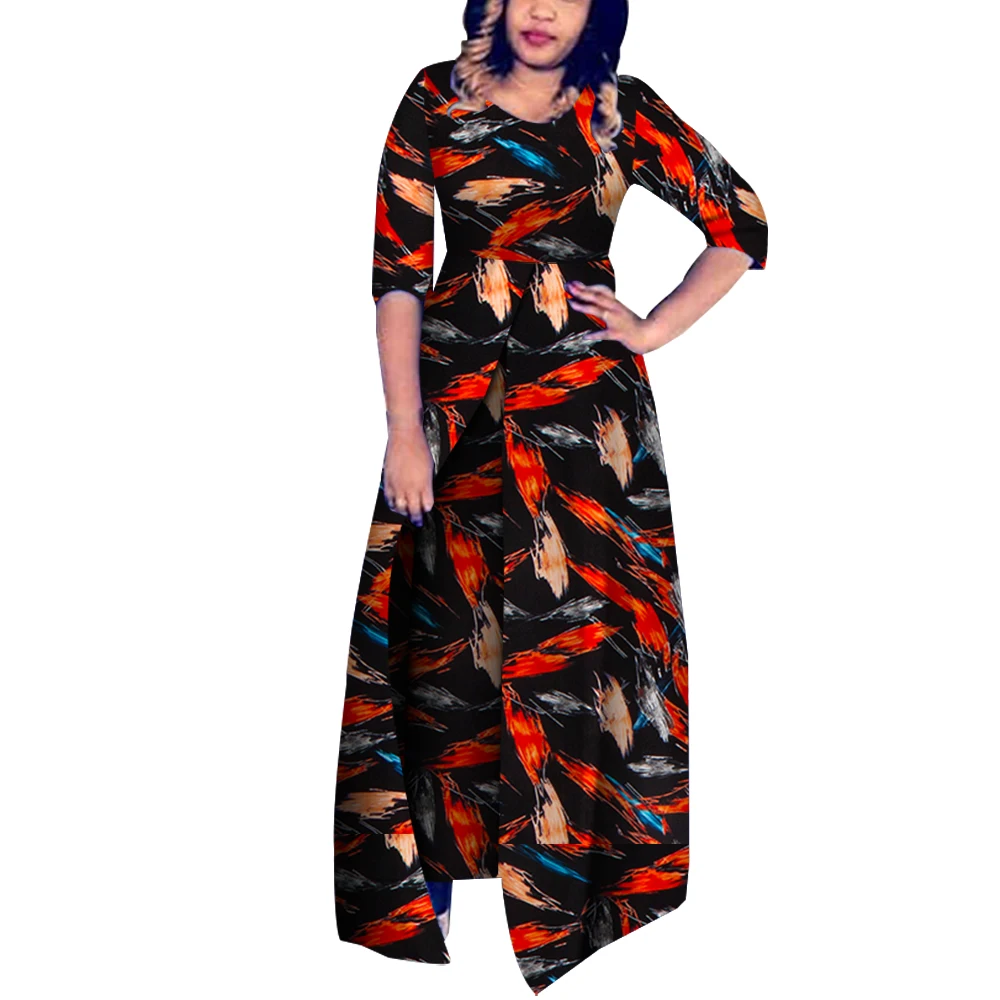 Customize African Women Clothes Jumpsuit Bodysuit Half Sleeve Trousers Women Party Clothing Long Jumpsuits Trousers KG688