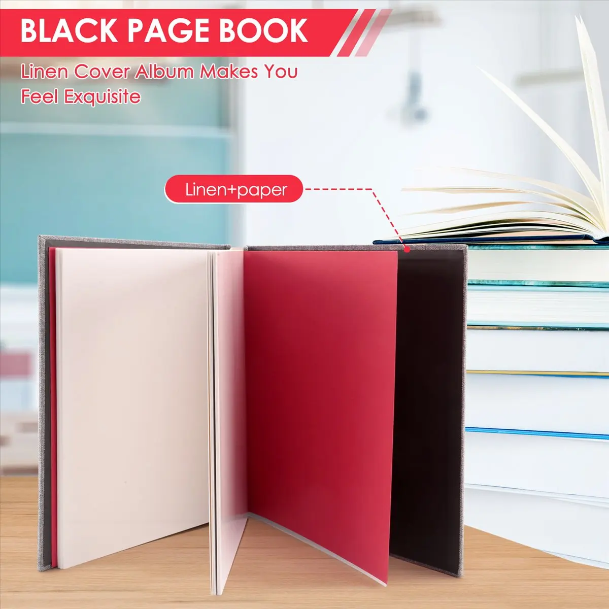ABJS Photo Album Scrapbook Linen Art DIY Memory Book Thick Pages with Protective Film Save Images Permanently,Best Gift Choice