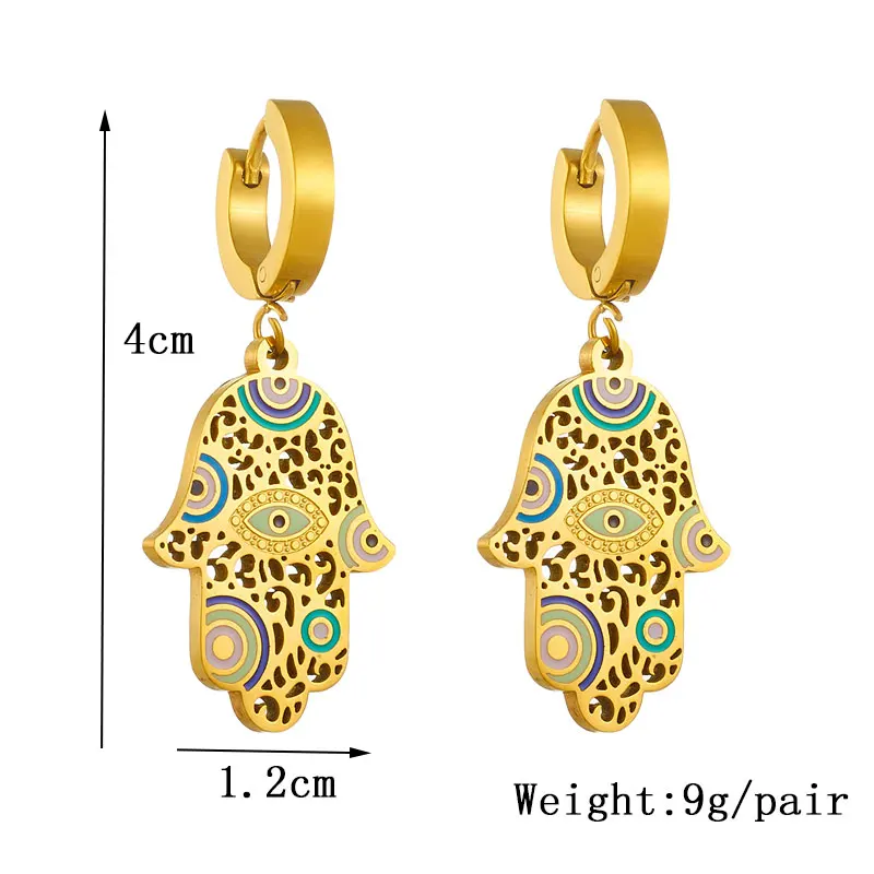 DIEYURO 316L Stainless Steel Vintage Palm Eyes Butterfly Earrings For Women Girl Fashion Ear Buckle Non-fading Jewelry Gift