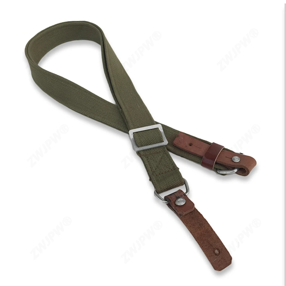 WWII WW2 Chinese Army Type 56 Canvas Outdoor Braces Sling Strap with Two Leather Endings