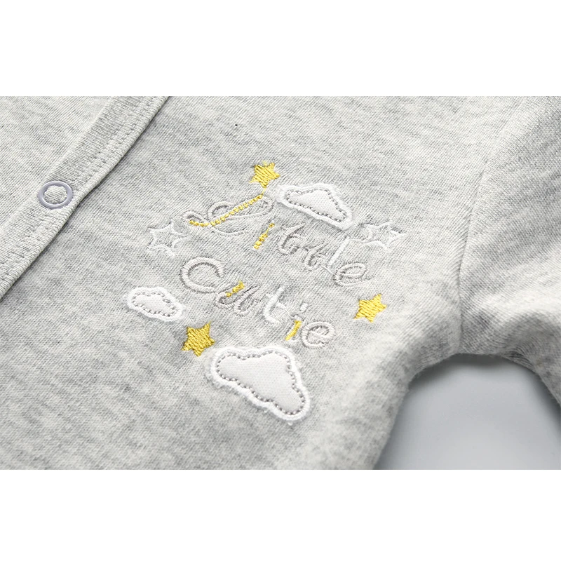 Kiddiezoom Fashion Grey Cloud Print Unisex Long Sleeve Baby Boy Girl Rompers Soft 100%Cotton Newborn Jumpsuits Infants Clothing