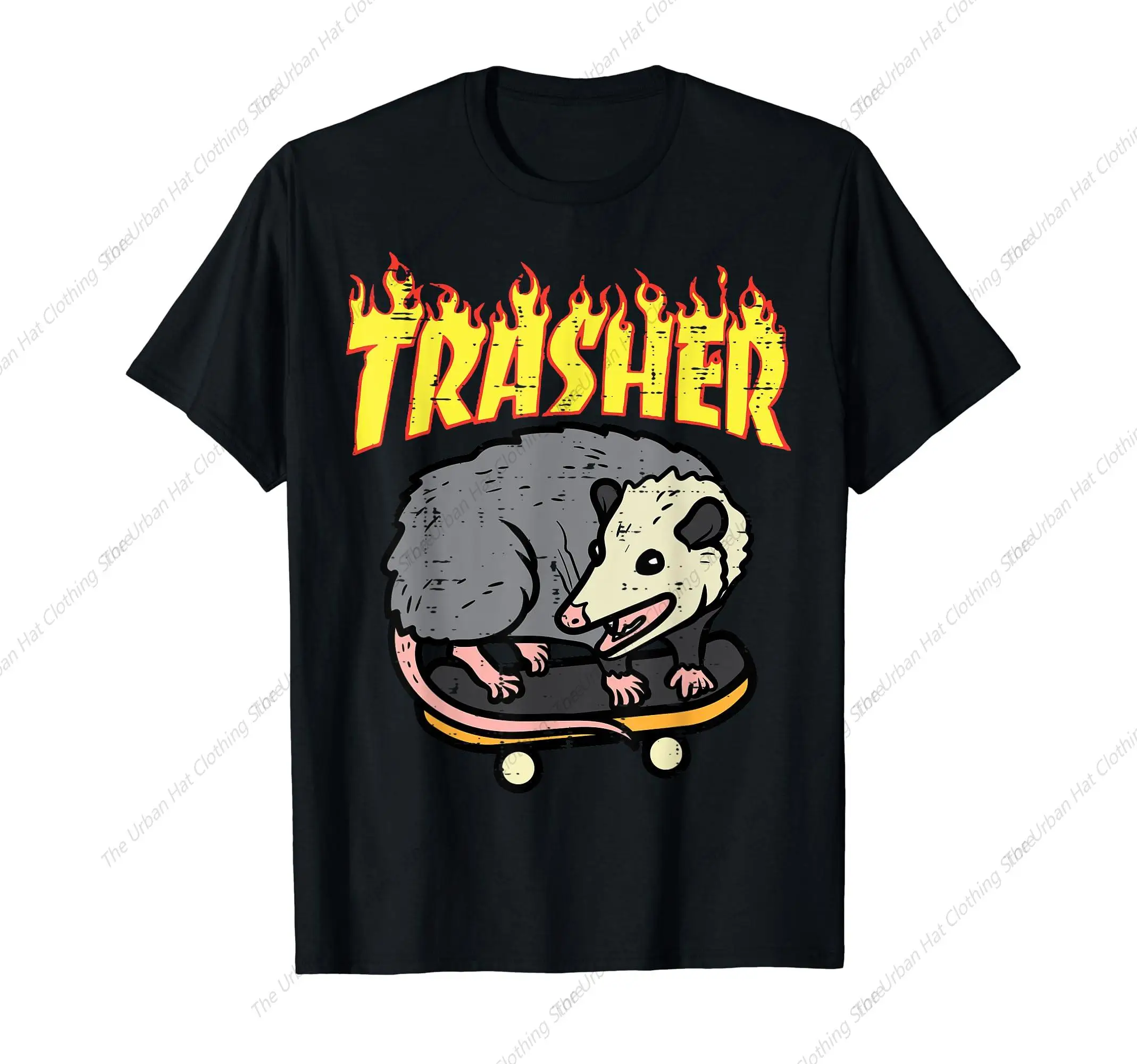 Opossum Skateboard Funny Skater Men Boys T-Shirt O-Neck Tshirt Cotton Shirts Soft Short Sleeve Man Clothing for Daily Outdoor