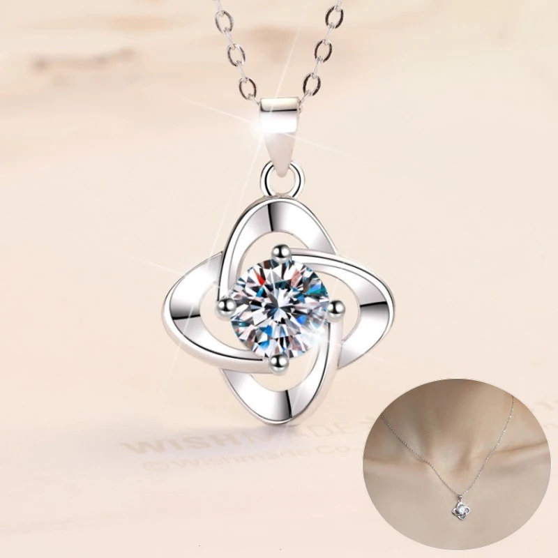 

Apaison Real 1 Carat Moissanite Pendant For Women 100% 925 Sterling Silver Necklace Girl Clavicle Chain Wholesale