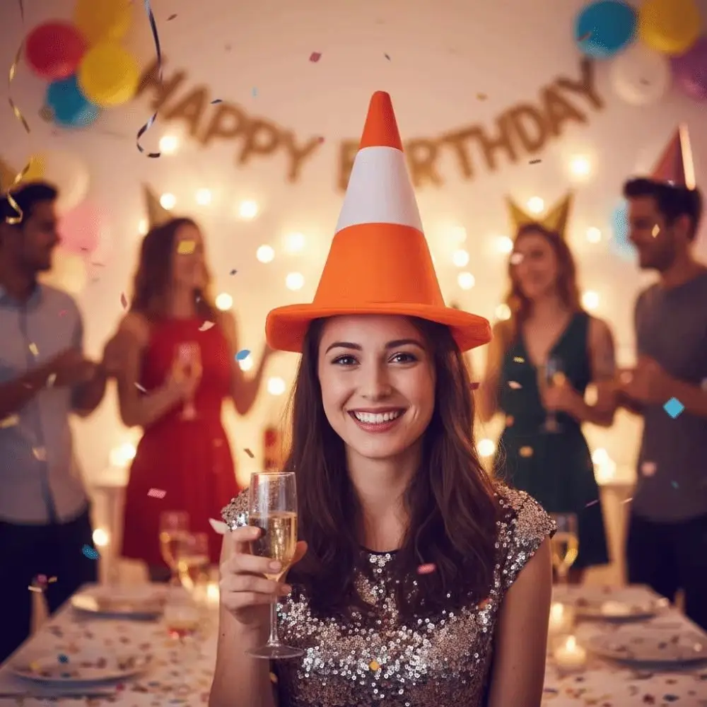 Funny Foldable Design Traffic Cone Hat Performance Role Play Conical Hat Stage Hat Novelty Halloween Hat Stage Performance