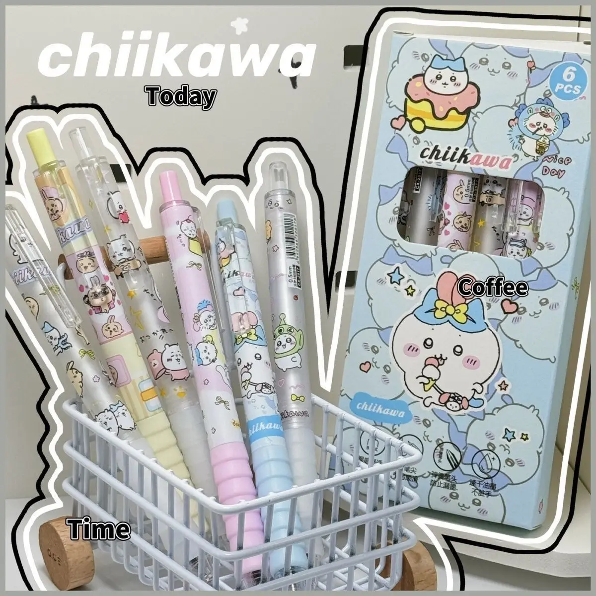 Limited Edition Chiikawa Cloud Handle Click Pen 0.5mm Black Signature Pen Smooth Writing Cartoon Stationery