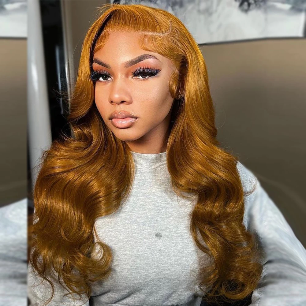 

Yellow Brown 13x4 Lace Front Wigs Human hair Pre-Plucking Body Wave Dirty Brown Color 13x6 Lace Front Human Hair Wig For Women