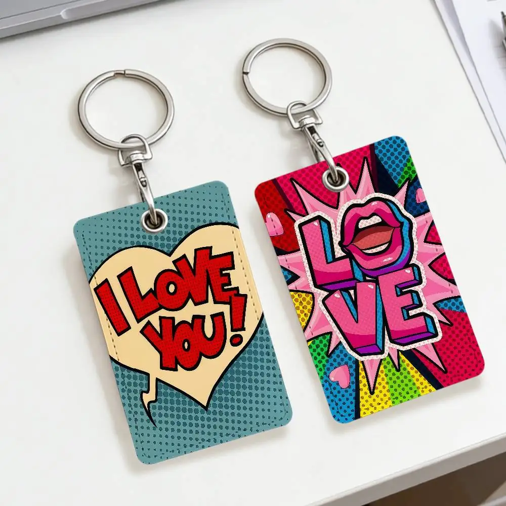 

Я ЛЮБЛЮ ТЕБЕ Сердце комиксов-поп-арт Школьный прямоугольный брелок Защитный чехол для карты доступа в автобусном домике ID из искусственной кожи Бестселлеры