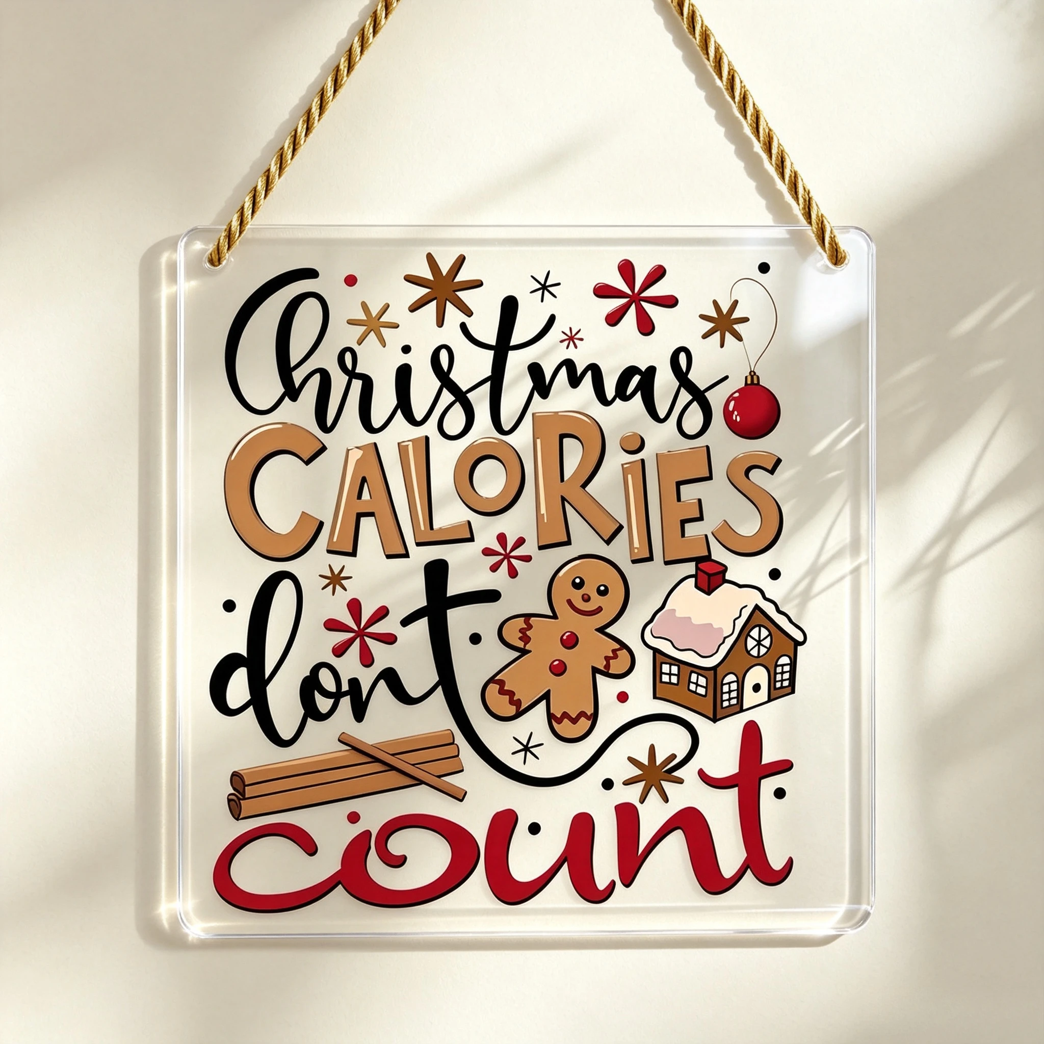 Gingerbread Man Gingerbread House Acrylic Wall Plaque, Humorous Christmas Ornament