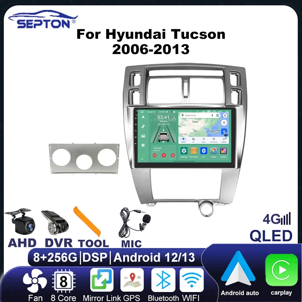 

SEPTON Android Car Player Radio for Hyundai Tucson 2006-2013 GPS 4G CarPlay 2Din Vehicle Audio Installation Multimedia Player BT