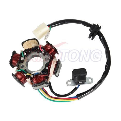 Imagen 1 del producto Piezas de repuesto de bobina de estator magnético GY6 C110-6, accesorio para moto de cross, estator de volante magnético de 6 polos de bobina (AC amarillo único)