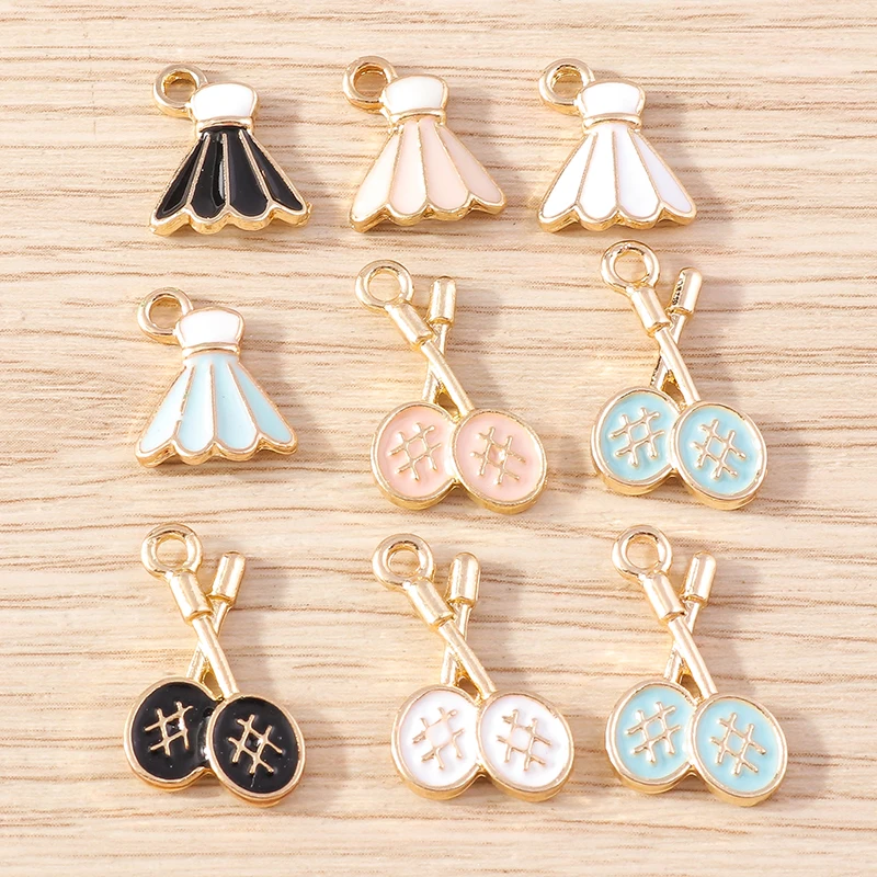 Tusember 10 قطعة المينا مضرب بدمنتون سحر التنس سحر لسوار المفاتيح قلادة قلادة DIY بها بنفسك صنع المجوهرات اكسسوارات #4