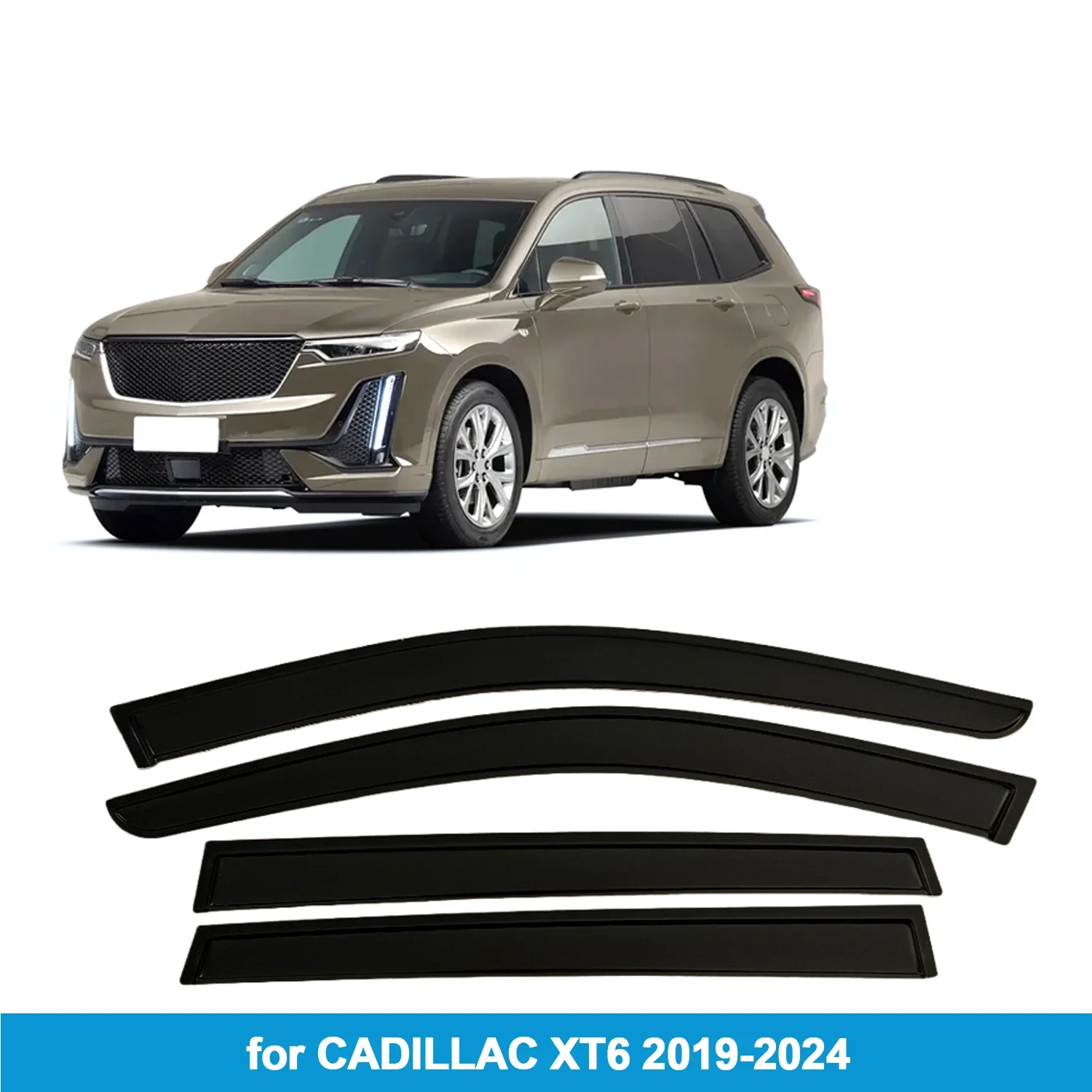 

for CADILLAC XT6 2019-2025 Car Side Window Visor Weathershield Door Visor Wind Rain Guard Accessories Outside-Mount Tape On