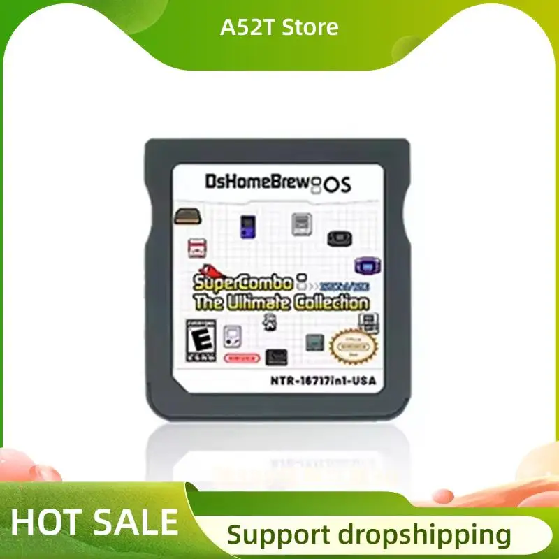 A52T DS 16171 في 1 بطاقة ذاكرة Supercom Super Com مع بطاقة 128G TF SDHC محول لـ NDS لـ NDSL 3DS XL 2DS XL لعبة فيديو Conso #1