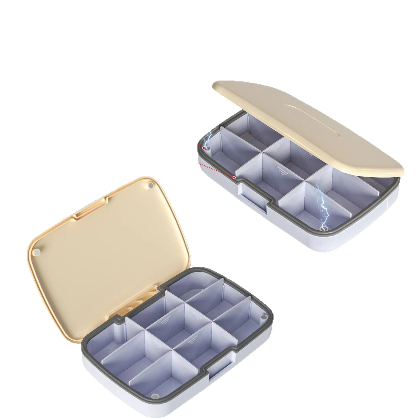 

Magnetic Pill Organizer with 9 compartments - Adjustable and Waterproof Daily Suitcase for Travel Home and Office