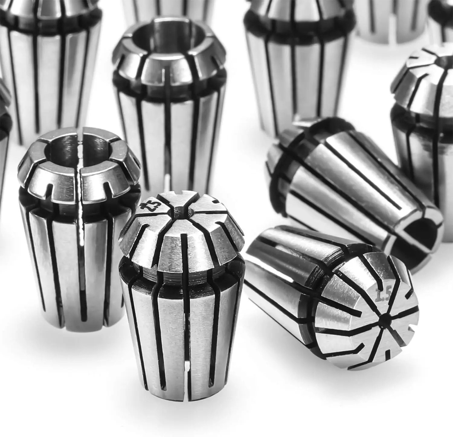 15ชิ้นสปริง ER11 ER11 1 2 3 4 5 6 7 8มม. 1/8มม. 1/4มม. 1/2มม. ความแม่นยำสูงเชยสำหรับเครื่องแกะสลัก CNC เครื่องกลึงโลหะเครื่องมือโรงสี