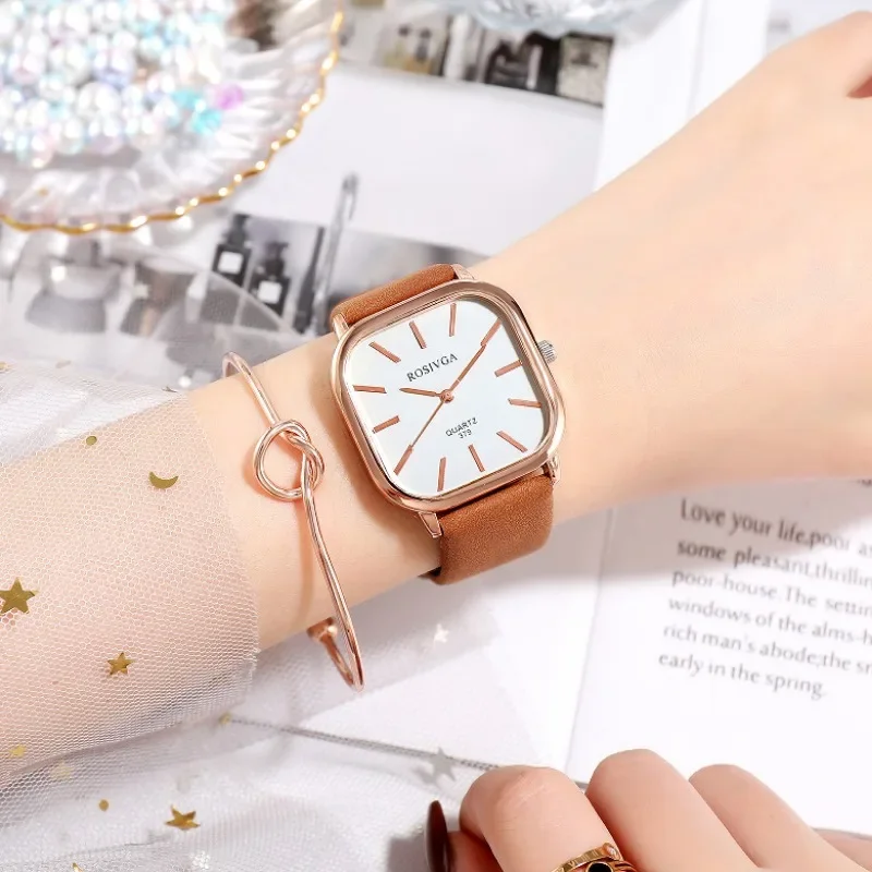 Student Men Women Quartz Watch Frosted Leather Belt Korean Simple Square Dial Wristwatch Reloj Mujer Women Watches Dropshipping