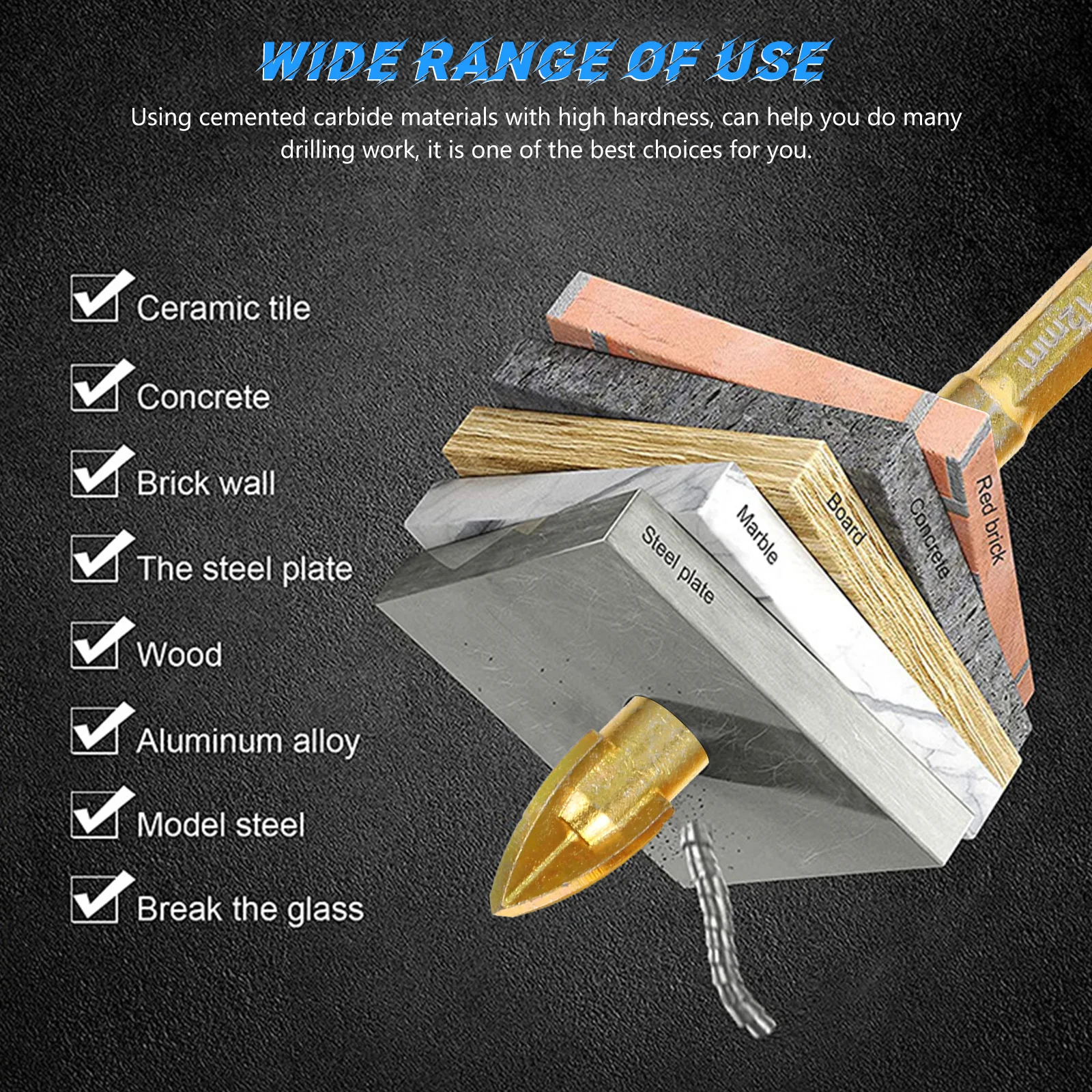 

7Pcs Wearresistant Cross Triangle Drill Bits for Tile Glass Concrete Ceramic Drilling High Efficiency Tile Drill Bits