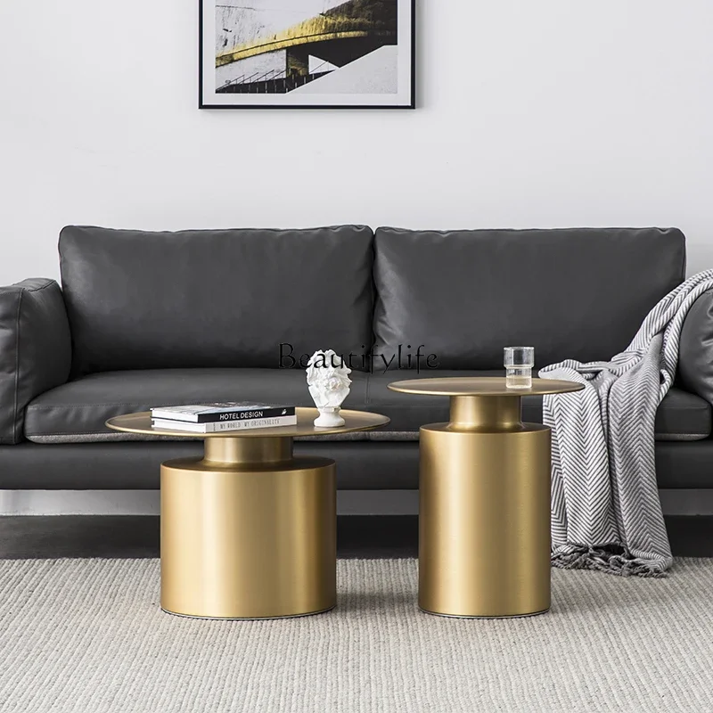 

Скандинавский металлический журнальный столик, круглый комбинированный современный светлый роскошный простой угловой столик