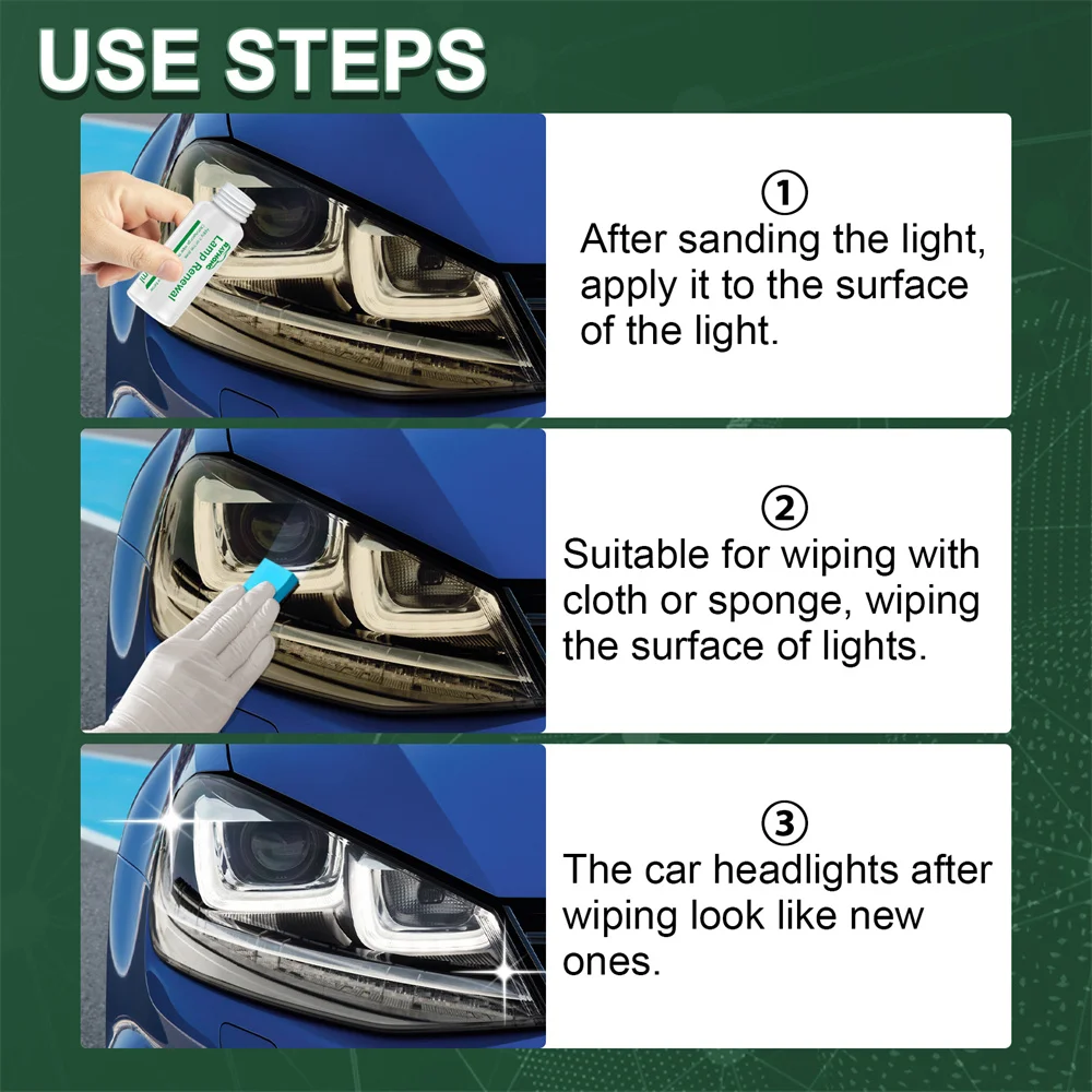 20ml Auto Headlight Restorer Yellowing Shade Sanding Cleaning Polishing Scratches Auto Headlight Restorer - Image 6