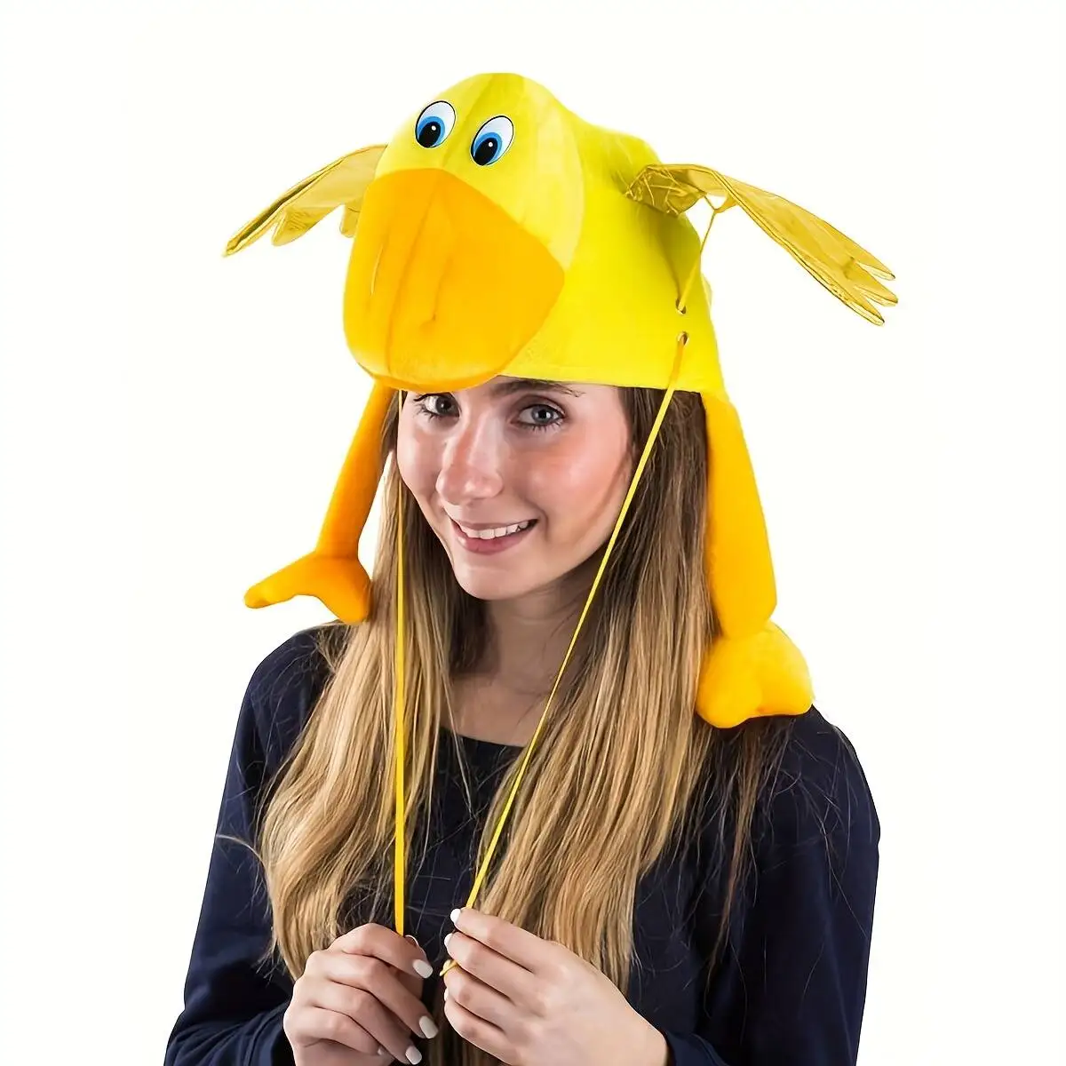 New Flapping Duck - Cute Farm Animal Costume Accessory, Polyester Unisex Role Play Hat Suitable For Themed Parties, Cheerleading