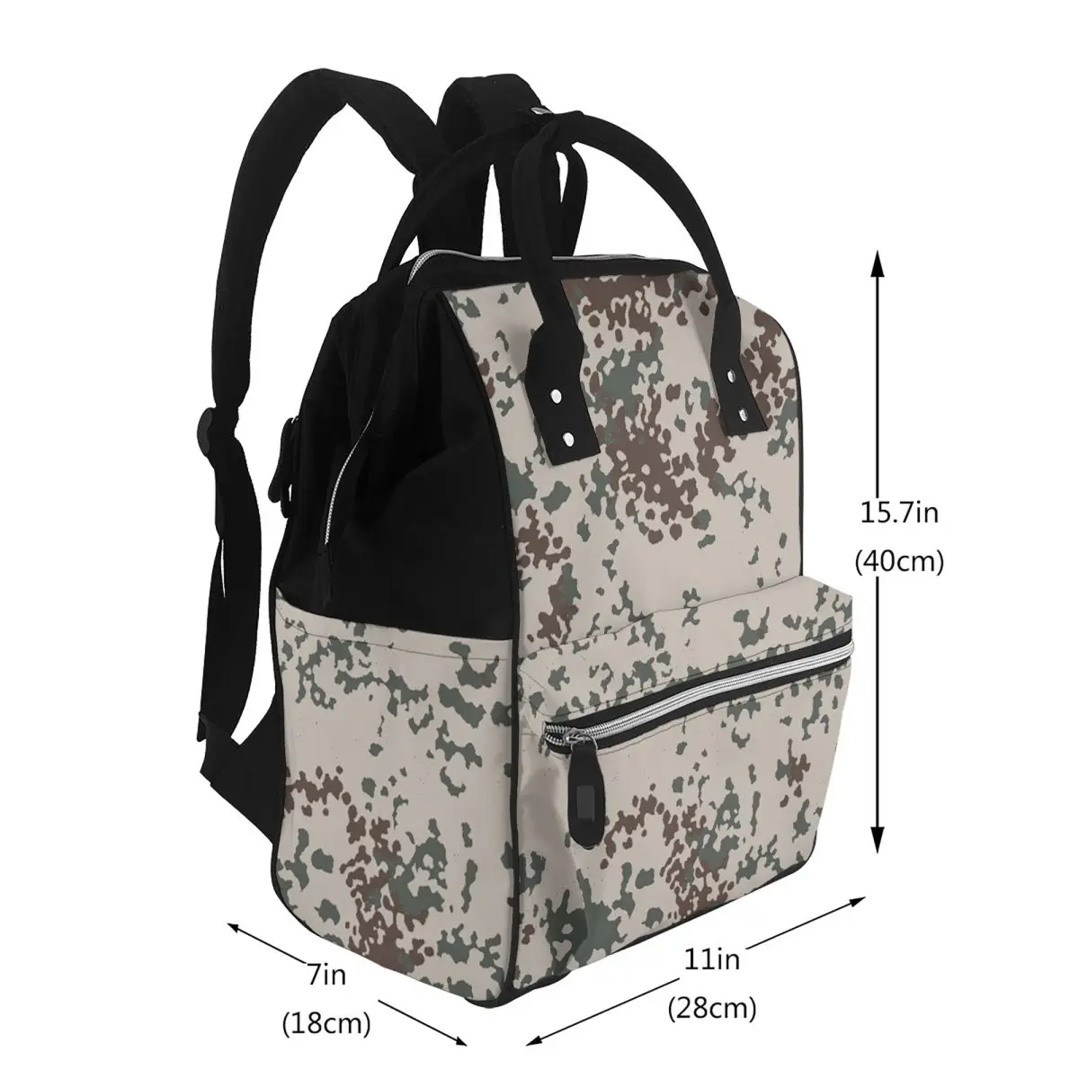 Splintertarn German WW2 Camouflage Army Military Camo Student Backpack School Bag Hiking Travel Daypack for Men Women Bookbag