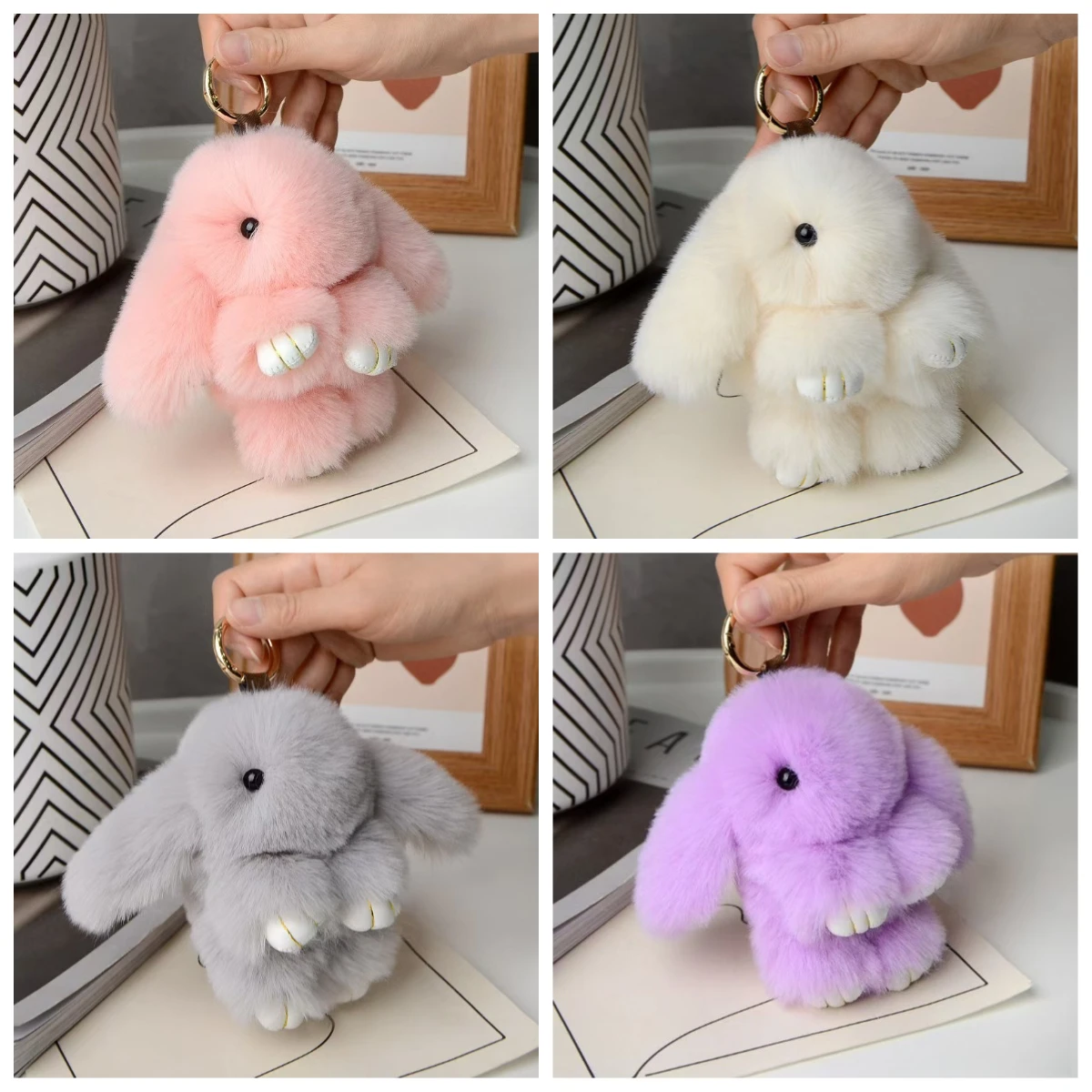 @@@Keychain Bag Hanging Ornament Various Keychain Toys 2026 NEW HOT Faux Angora Rabbit Plush Rabbit Pendant Dead Rabbit